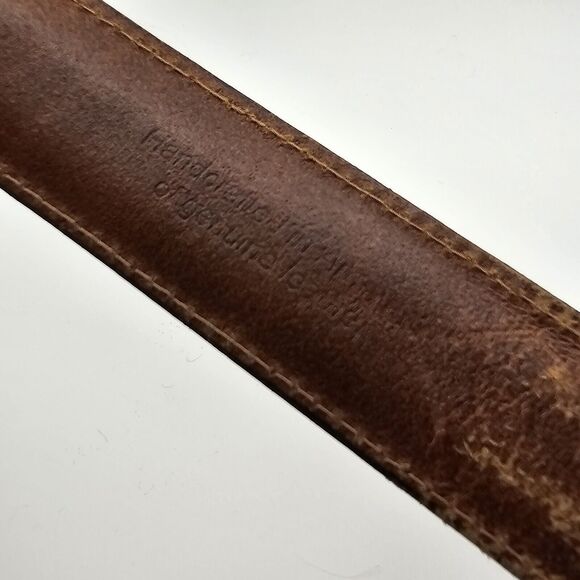 Tommy Hilfiger Leather Belt & Brass Buckle 38  1-1/8" Thick  4738-65 TINY FLAW - Picture 4 of 8